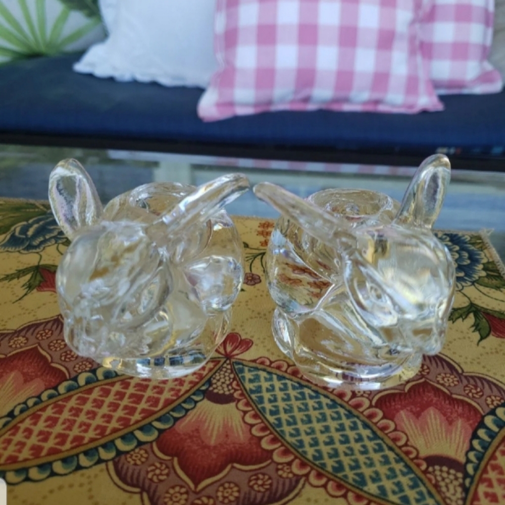 Clear crystal candle holders